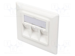 Wall socket; Keystone,angled; white; Number of ports: 3; ABS