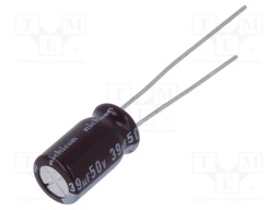 Capacitor: electrolytic; low impedance; THT; 39uF; 50VDC; ±20%
