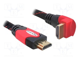 Cable; HDMI plug,HDMI plug 90° up/down; textile; 2m; black,red