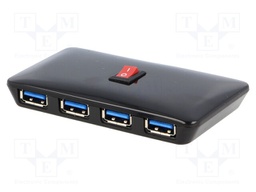 Hub USB; USB 1.1,USB 2.0,USB 3.0; black; Number of ports: 4; 0.4m