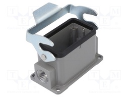 Enclosure: for HDC connectors; size D10B; with latch; angled