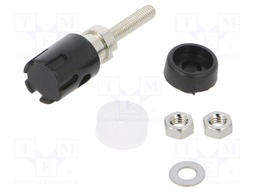 Socket; 4mm banana; 15A; 48VDC; black; nickel plated; on panel