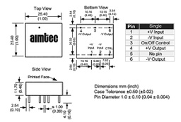 Converter: DC/DC; 10W; Uin: 18÷36V; Uout: 5VDC; Iout: 2A; 1"x1"; 15g