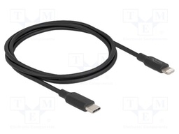 Cable; USB 2.0; Apple Lightning plug,USB C plug; 1m; black; 9V; 3A