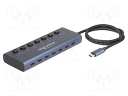 Hub USB; DC socket,USB C socket x7,USB C plug; navy blue; 5Gbps