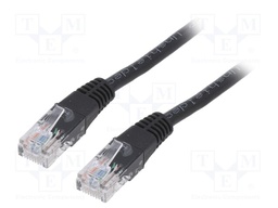 Patch cord; U/UTP; 5e; stranded; CCA; PVC; black; Len: 1m; 26AWG
