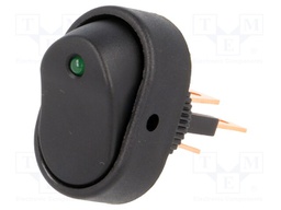 ROCKER; SPST; Pos: 2; OFF-ON; 15A/24VDC; black; LED 24VDC; -20÷85°C