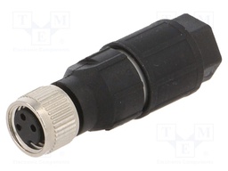 Connector: M8; female; PIN: 3; straight; for cable; plug; 4A; 40V