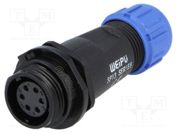Plug; female; SP13; PIN: 6; IP68; 4÷6.5mm; 5A; soldering; for cable