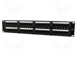 Patch panel; black; Number of ports: 48; Cat: 5e; RJ45 socket x48