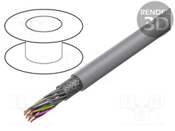 Wire; LiYCY-CY; 12x2x0,25mm2; PVC; grey; 500V; ECE R-118