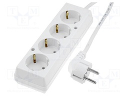 Extension lead; Schuko; Sockets: 4; PVC; white; 3x1,5mm2; Len: 1.5m