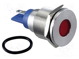 IP67; Leads: 2,8x0,8mm connectors; Cutout: Ø19.2mm; Body: silver