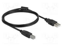 Cable; USB 2.0; USB A plug,USB B plug; 1m; black; 24AWG,28AWG