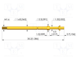 Test needle; Spring compression: 4mm; 5mm; 8A; CuBe; gold-plated