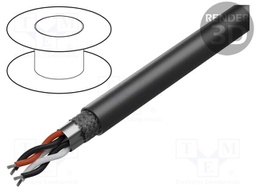 Wire; 2x2x24AWG; RS485; stranded; Cu; LSZH; black; 500m; CPR: B2ca