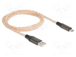 Cable; USB A plug,USB C plug; 1m; transparent; 22AWG,30AWG; metal