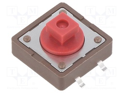 Microswitch TACT; SPST-NO; Pos: 2; 0.05A/12VDC; SMT; none; 2.6N