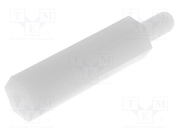 Screwed spacer sleeve; hexagonal; polyamide; M3; M3; 22mm