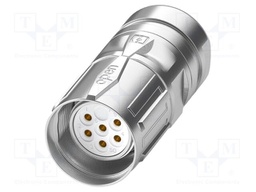 Connector: M23; plug; PIN: 6; crimped; straight; IP67; 20A; 48V