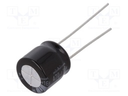 Capacitor: electrolytic; THT; 470uF; 16VDC; Ø10x9mm; Pitch: 5mm