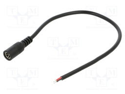 Cable; 2x0.5mm2; DC 5,5/2,5 socket; straight; black; 0.25m