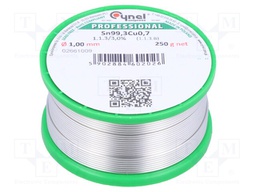 Soldering wire; Sn99,3Cu0,7; 1mm; 250g; lead free; Package: reel