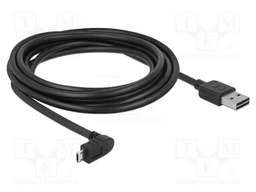 Cable; USB 2.0; gold-plated; 3m; black; 24AWG,28AWG; 480Mbps