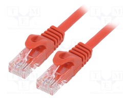 Patch cord; U/UTP; 6; stranded; CCA; PVC; red; Len: 0.25m; 26AWG