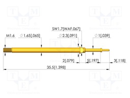 Test needle; Spring compression: 4mm; 5mm; 8A; CuBe; gold-plated