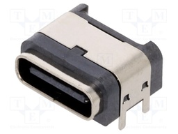 Connector: USB C; socket; SMT; PIN: 6; top board mount; IP67; 3A