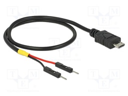Cable; USB 2.0; USB B micro plug,1pin pin header x2; 0.3m; black