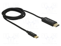 Cable; HDMI plug,USB C plug; textile; Len: 1m; black; Øcable: 3.7mm