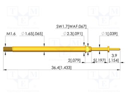 Test needle; Spring compression: 4mm; 5mm; 5A; CuBe; gold-plated