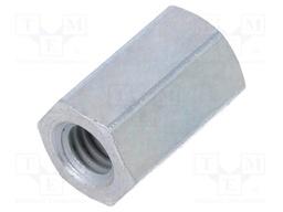 Screwed spacer sleeve; Int.thread: M3; 8mm; hexagonal; steel; zinc
