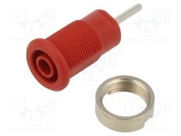 Socket; 4mm banana; 24A; 1kV; L: 35.5mm; red; nickel plated