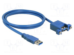 Cable; USB A socket,USB A plug; 1m; blue; 24AWG,30AWG; 5Gbps