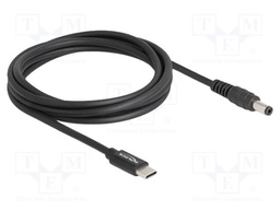 Cable; USB C plug,DC 5,5/2,1 plug; straight; black; 1.5m; black