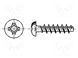 Screw; for plastic; 3,5x8; Head: button; Phillips; steel; zinc
