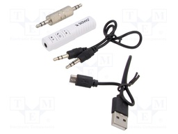 FM transmitter; white; Bluetooth 5.0; 15m; Charge time: 1h; 4h