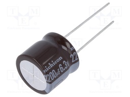 Capacitor: electrolytic; low impedance; THT; 2200uF; 6.3VDC; ±20%