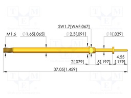 Test needle; Spring compression: 4mm; 5mm; 4A; CuBe; gold-plated