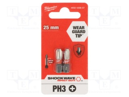Screwdriver bit; Phillips; PH3; Overall len: 25mm; 2pcs.