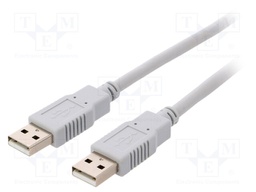 Cable; USB 2.0; USB A plug,both sides; 5m; grey; Core: Cu