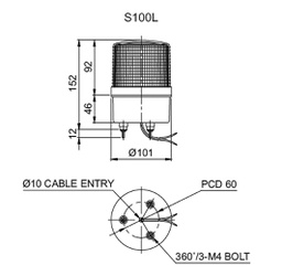 Signaller: lighting; continuous light,blinking light; red; 12VDC
