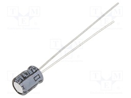 Capacitor: electrolytic; THT; 4.7uF; 25VDC; Ø4x5mm; Pitch: 1.5mm