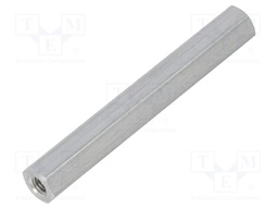 Screwed spacer sleeve; Int.thread: M3; 45mm; hexagonal; aluminium