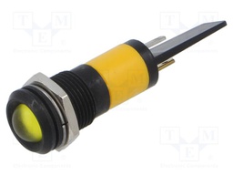 Indicator: LED; prominent; yellow; 230VAC; Ø14mm; ØLED: 10mm; 8mcd