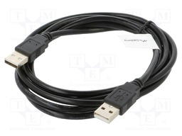 Cable; USB 2.0; USB A plug x2; nickel plated; 1.8m; black; Core: Cu