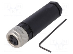 Connector: M8; female; PIN: 3; for cable; plug; 3A; 60V; IP67